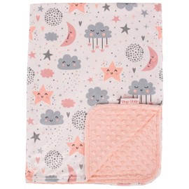 Top Tots Deluxe Minky Baby Blanket - Nighttime Smiles, 40 x 29 Inch Apricot