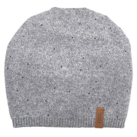 FENELY Winter Women Knitted Beanie Hats Outdoor Rhinestones Cozy Warm Soft Fashion Gray Caps
