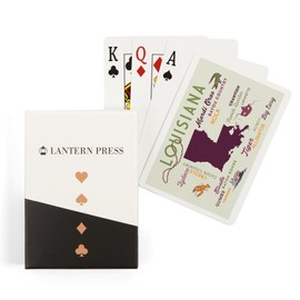 Lantern Press Louisiana, Typography and Icons (52 Playing Cards, Poker Size Card Deck with Jokers)