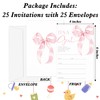 Gsauto Baby Shower Invitations for Girl, 25 Pink Bow Double-Sided