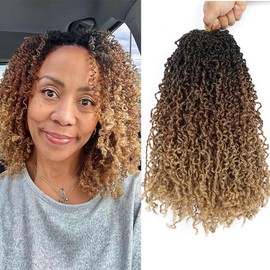 LDGUGO Yanky Twist Crochet Hair Pre-Twisted Curly Braiding Hair Extensions Pre-looped Senegalese Twist Braids Synthetic Curly Crochet Hair For Black Women 12 Inch Pack of 8