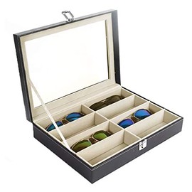 Homeanda Black PU 8 Grids Velvet Sun Glasses Eyeglasses Glasses Jewelry Tray Display Showcase Organizer Case