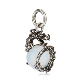 NKlaus Dragon Pendant with Ball 925 Silver 1.8 cm Opal White Glass Ball 7495, Sterling Silver