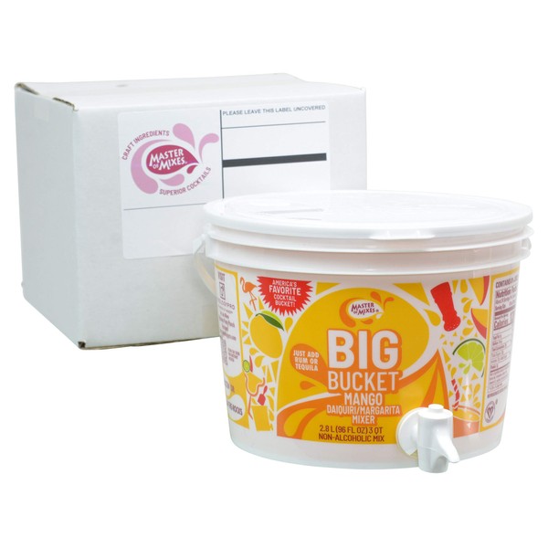 Master of Mixes Mango Daiquiri Margarita Mix, Ready to Use, 96 oz Low-Profile BigBucket, Individually Boxed in Ecommerce Protective Packaging