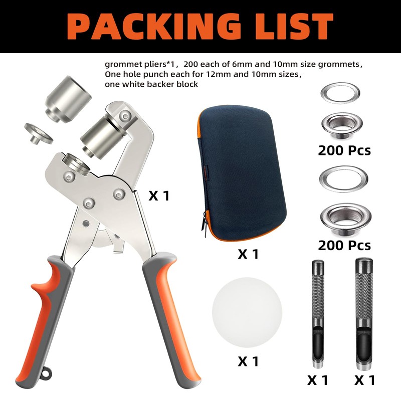 Hapden Heavy-Duty Grommet kit (3/8 and 1/2) Includes a Bag,