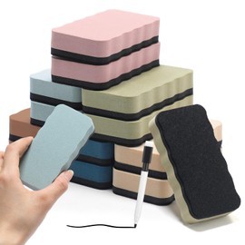 Marspark 12 Pcs Magnetic Whiteboard Dry Erase Erasers for Teachers Morandi Color Dry Erase Whiteboard Cleaning Pads Classroom Prizes Chalkboard Cleansers for School Classroom(Solid)