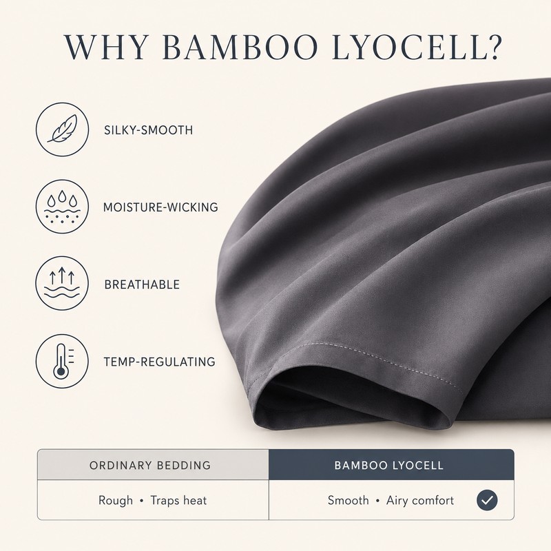 White Bamboo Lyocell Duvet Cover Set, 3-Piece Queen 78.74 x