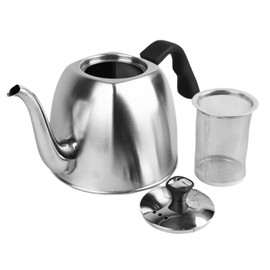 Maestro MR-1333-Tea Teapot with Lid and Strainer 1.1 L Kettle Kettle for Stove Induction Stainless Steel Tea Kettle, Silver/Black