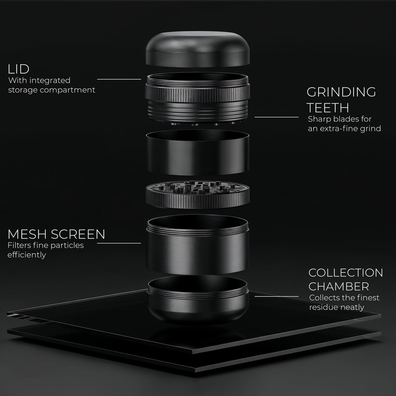 Viberium Metal Grinder 2.3 Inch - Herb Grinder, 4 Piece