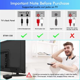 Golvery Bluetooth Headphones Transmitter for TV Watching, Neckband Wireless Stereo Earphones Earbuds Set w/Transmitter Adapter for Optical Digital RCA 3.5mm Aux TVs, Plug n Play No Audio Delay