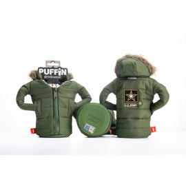Puffin - The Pahka Beverage Parka | Insulated Can & Bottle Coolers That Keep Soda and Beer Cold | Thermocooler Sleeve Cover | 12 oz (Army Olive Green)