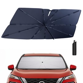 Windshield Sun Shade Umbrella: Custom Fit for 2017-2024 Nissan Rogue Sport S/SV/SL (J11) - Foldable Front Window Sunshade, UV & Heat Protection, Keeps Subcompact Crossover SUV Cool