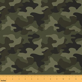 Feelyou Camouflage Fabric by The Yard,Camo Upholstery Fabric for Chairs,Military Style Decorative Waterproof Outdoor Fabric, 1 Yard, Green Grey