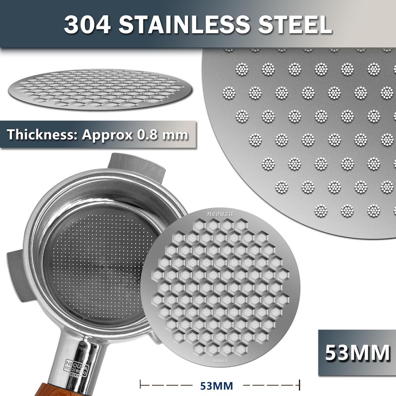NEOUZA V4 Espresso Puck Screen 0.8mm Thickness Honeycomb Mesh Double