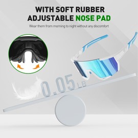 LANSWEE Polarized Sunglasses for Men, Sport Sunglasses Men，UV400 Protection for Running Fishing Driving Baseball Cycling，Bright White/Azure