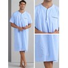 Lars Amadeus Light Blue Striped Nightshirts for Men's Short Sleeve