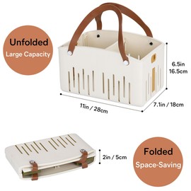 Collapsible Shower Caddy Basket with Compartments - Portable Storage Organizer Tote for Bathroom, Dorm, Cleaning, Travel, Gym, Camping - Green