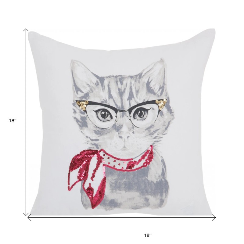 Homeroots 18" Red and White Cotton Throw Pillow