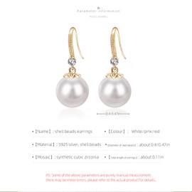 WEMSPF Drop Earrings for Women Trendy,Gold Earrings Hoops，White Pearl Earrings Dangle,925 Sterling Silver Earrings,Ladies Dainty Earring,Hoop Earrings with Charms