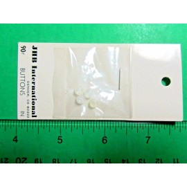 (4) VINTAGE JHB 1/8" WHITE PLASTIC SHANK BABY DOLL BUTTONS NOS CARD (J900)