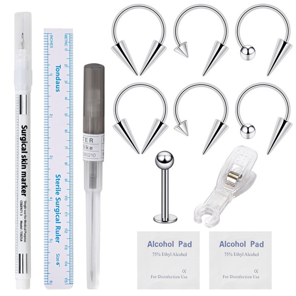 JOYTOYOU 16G 1.2MM 12PC Disposable Catheter Piercing Set Ear Lip