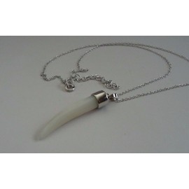 ELEPHANT TOOTH NECKLACE PENDANT/ 925 STERLING SILVER /18'' CHAIN / 42MM BY 8MM