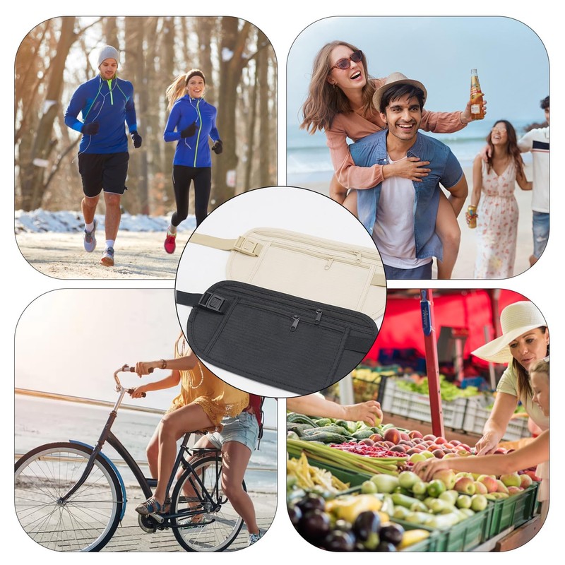 2 Pcs Money Belt Anti-Theft,Money Pouch Stealth Wallet,Nylon Fanny Pack
