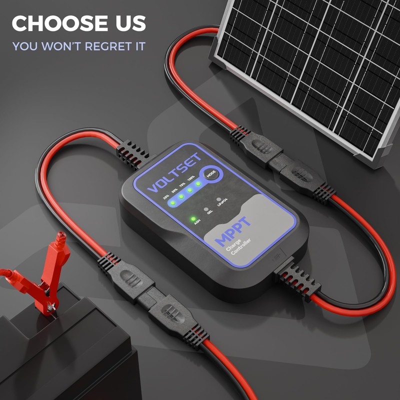 Voltset MPPT Solar Charge Controller : IP65 Waterproof - Display