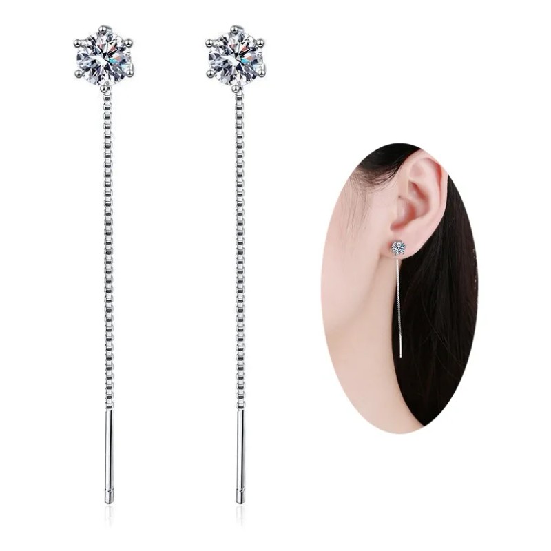 Pendientes Largos de Plata 925 para Niñas con Zirconia AAA,