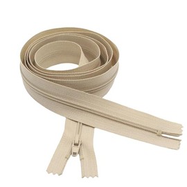 MebuZip 2PCS #3 Beige 36 Inches Closed Bottom Zippers Nylon Coil Zippers for Sewing,Pillow Cushions, Upholstery,Slipcovers (36")