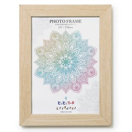 Natural Wood 2L Size Picture Front - Glass Type Natural Wood Fiberboard/MDF Frame Picture Frame Wall Hanging Photo Frame Picture Frame Picture Holder