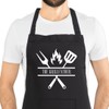 Second Ave Men's Funny Grillfather Black Apron BBQ Grill Cooking