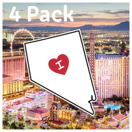 4 Pack | I Love Nevada State Shaped Decal Sticker with Red Heart | Water Proof 3.5 Inch | NV | Apply to Mug Phone Laptop Water Bottle Cooler Window or Bumper