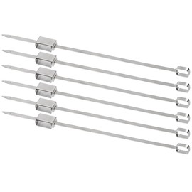 Rosenstein & Söhne Skewers for grilling: Set of 6 XXL stainless steel barbecue skewers with sliding mechanism, each 34 cm (grill rotisserie spit, stainless steel grill rotisserie spit, fire bowl)