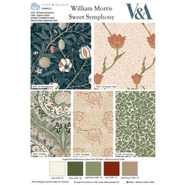 Sweet Symphony William Morris 5pcs Fat Quarters Bundle 45x55cm Wide Craft Material for Crafting, Sewing, Home Décor, Kid's Craft