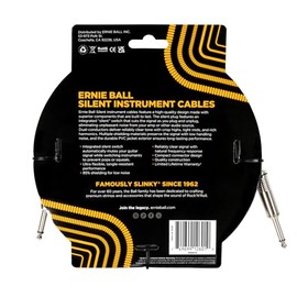 Ernie Ball Classic Cable para Instrumentos Silencioso, Recto/Recto 6m - Negro