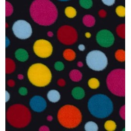 Printed Polar Fleece Fabric Material - Multi Spots ON Black, 1Mtr 150cmx100cm