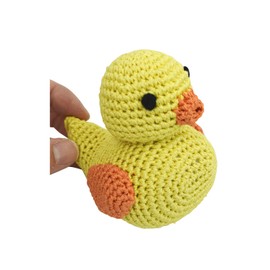 Skelapparel Endless Fun Dog Teeth Cleaning Cotton Crochet Squeaky Dog Toy for Small Dogs - Yellow Duck