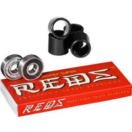 Bones Super Reds Bearings, 8 Pack set With FREE Bones Spacers