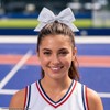 White Cheer Bow, Glitter Shimmer Shiny Rhinestones Cheerleading Hair Bow