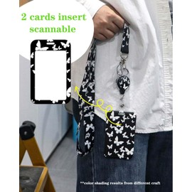Versatile Badge Holder for Women Pretty Black White Butterfly Lanyards for ID Badges Keys with Retractable Reel