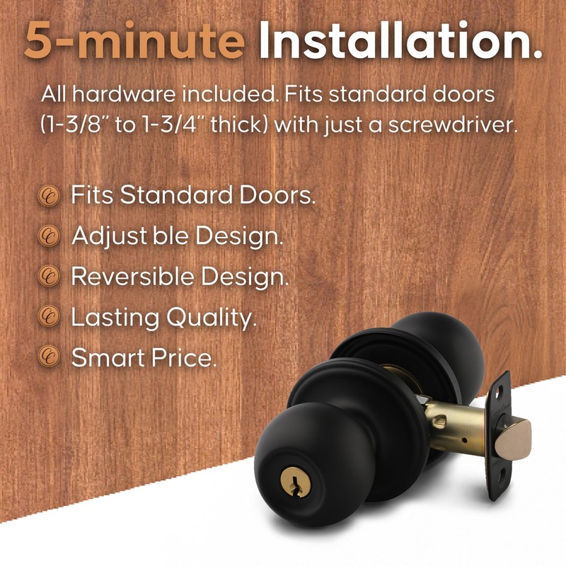 Copper Creek Entry Door Knob – Keyed Entry Handle with