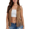 Womens Fringe Vest 70s Hippie Costume Sleeveless Cowgirl Western Faux