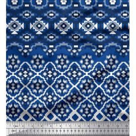 Soimoi Cotton Voile Fabric Aztec Geometric Print Sewing Fabric metre 56 Inch Wide