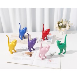 AMOIENSIS Silver Cat Statue Modern Abstract in Multiple Colors, Ideal Indoor Decor & Gift for Cat Lovers, Artistic Home Accents