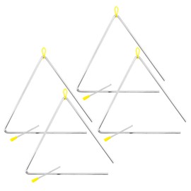 TIGER TRI28-4-MT 12" Samba Triangle Instruments - Heavy-duty Steel Triangles with Metal Strikers - Ideal for School, Band or Home Use - Pack of 4