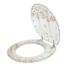 Giciashop Toilet Seat Transparent Dried Flower Designs Silent Resin Commode Seat Oval Resin Toilet Seat for Bathroom Toilet Lid, Suitable for U type, V type,O type