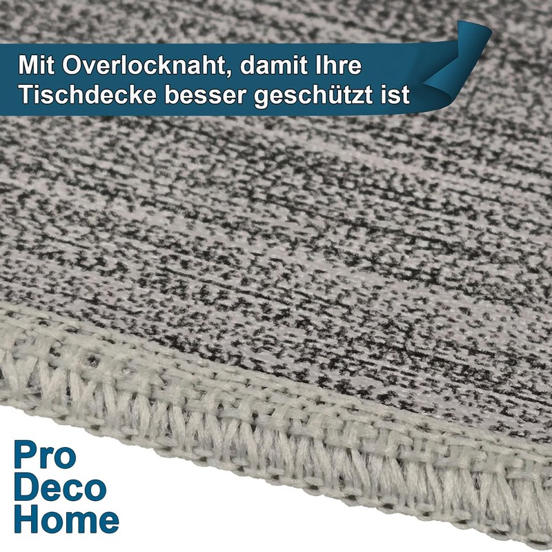 Oilcloth Tablecloth with Overlock Seam, Linen Embossing, Light Grey, Rectangular,