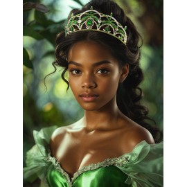 SWEETV Princess Tiara, Tiaras and Crowns for Women, Crystal Queen Crown, Wedding Tiara for Bride, Rhinestone Princess Crown Headpieces Green Tiara for Birthday Quinceanera, Tiana Crown