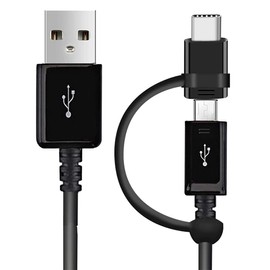 Full 5A USB Data Cable Works for Honor Play 4 Pro with MicroUSB and USB Type-C Adapter for True Dual Fast Quick Charge Speeds! (Black)